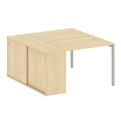 Metal System Quattro 4x4 40БП.РС-СШК-1.1 (Акация лорка/Серый) Рабочая станция на П-образном м/к с опорным шкафом-купе