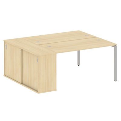 Metal System Quattro 4x4 40БП.РС-СШК-1.3 (Акация лорка/Серый) Рабочая станция на П-образном м/к с опорным шкафом-купе