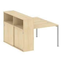 Metal System Quattro 4x4 40БП.РС-СШК-2.1 (Акация лорка/Серый) Рабочая станция на П-образном м/к с опорным шкафом-купе