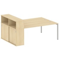 Metal System Quattro 4x4 40БП.РС-СШК-2.5 (Акация лорка/Серый) Рабочая станция на П-образном м/к с опорным шкафом-купе