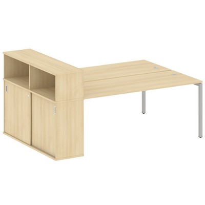 Metal System Quattro 4x4 40БП.РС-СШК-2.5 (Акация лорка/Серый) Рабочая станция на П-образном м/к с опорным шкафом-купе