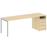 Metal System Quattro 4x4 40БП.РС-СТП -1.5 (Акация лорка/Серый) Рабочая станция на П-образном м/к с опорной тумбой