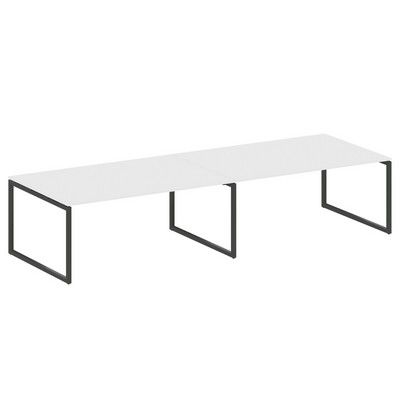 Metal System Quattro 4x4 40БО.ПРГ-2.5 (Белый/Черный) Переговорный стол, 2 столешницы на О-образном м/к