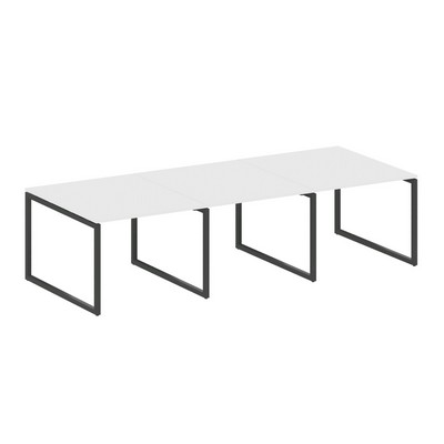 Metal System Quattro 4x4 40БО.ПРГ-3.1 (Белый/Черный) Переговорный стол, 3 столешницы на О-образном м/к