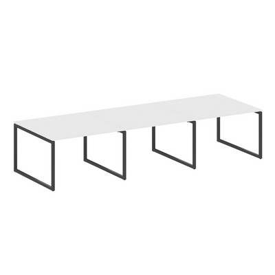 Metal System Quattro 4x4 40БО.ПРГ-3.2 (Белый/Черный) Переговорный стол, 3 столешницы на О-образном м/к