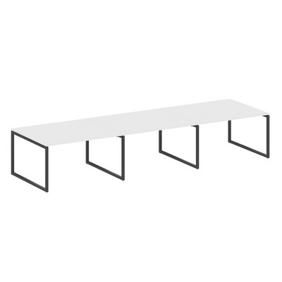 Metal System Quattro 4x4 40БО.ПРГ-3.3 (Белый/Черный) Переговорный стол, 3 столешницы на О-образном м/к