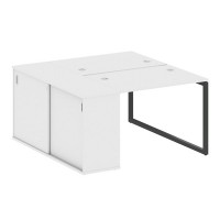 Metal System Quattro 4x4 40БО.РС-СШК-1.1 (Белый/Черный) Рабочая станция на О-образном м/к с опорным шкафом-купе