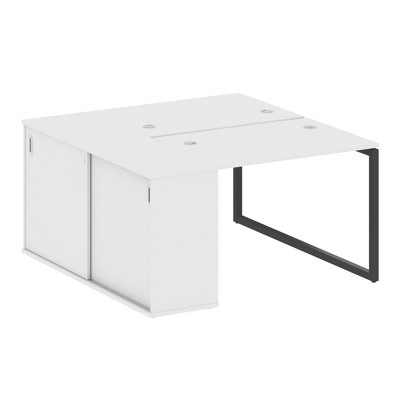 Metal System Quattro 4x4 40БО.РС-СШК-1.1 (Белый/Антрацит) Рабочая станция на О-образном м/к с опорным шкафом-купе