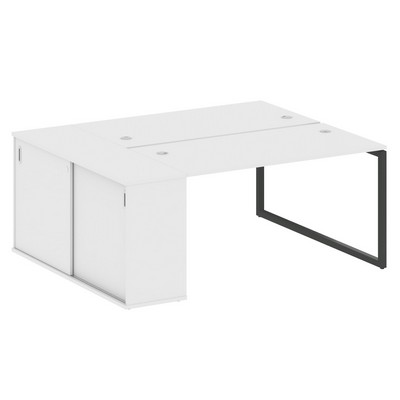 Metal System Quattro 4x4 40БО.РС-СШК-1.3 (Белый/Антрацит) Рабочая станция на О-образном м/к с опорным шкафом-купе