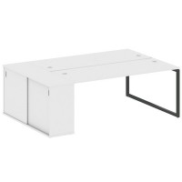 Metal System Quattro 4x4 40БО.РС-СШК-1.5 (Белый/Черный) Рабочая станция на О-образном м/к с опорным шкафом-купе