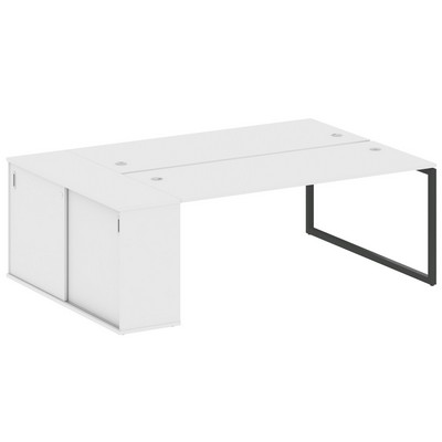 Metal System Quattro 4x4 40БО.РС-СШК-1.5 (Белый/Черный) Рабочая станция на О-образном м/к с опорным шкафом-купе