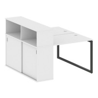 Metal System Quattro 4x4 40БО.РС-СШК-2.1 (Белый/Черный) Рабочая станция на О-образном м/к с опорным шкафом-купе