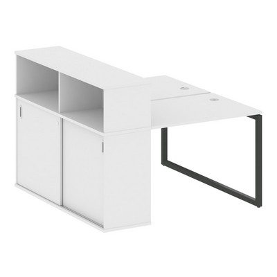 Metal System Quattro 4x4 40БО.РС-СШК-2.1 (Белый/Черный) Рабочая станция на О-образном м/к с опорным шкафом-купе