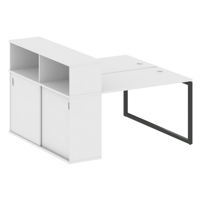 Metal System Quattro 4x4 40БО.РС-СШК-2.2 (Белый/Черный) Рабочая станция на О-образном м/к с опорным шкафом-купе