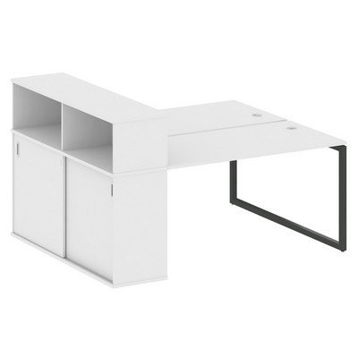 Metal System Quattro 4x4 40БО.РС-СШК-2.3 (Белый/Черный) Рабочая станция на О-образном м/к с опорным шкафом-купе