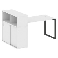 Metal System Quattro 4x4 40БО.РС-СШК-3.3 (Белый/Черный) Стол письменный на О-образном м/к с опорным шкафом-купе