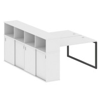 Metal System Quattro 4x4 40БО.РС-СШК-4.3 (Белый/Черный) Рабочая станция на О-образном м/к с опорным шкафом-купе