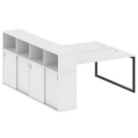 Metal System Quattro 4x4 40БО.РС-СШК-4.4 (Белый/Черный) Рабочая станция на О-образном м/к с опорным шкафом-купе