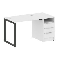 Metal System Quattro 4x4 40БО.РС-СТП -1.1 (Белый/Антрацит) Рабочая станция на О-образном м/к с опорной тумбой