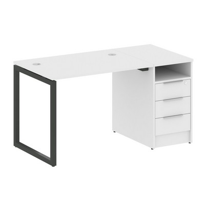 Metal System Quattro 4x4 40БО.РС-СТП -1.1 (Белый/Антрацит) Рабочая станция на О-образном м/к с опорной тумбой