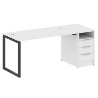 Metal System Quattro 4x4 40БО.РС-СТП -1.3 (Белый/Антрацит) Рабочая станция на О-образном м/к с опорной тумбой