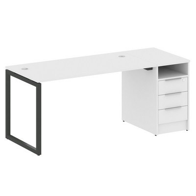 Metal System Quattro 4x4 40БО.РС-СТП -1.3 (Белый/Антрацит) Рабочая станция на О-образном м/к с опорной тумбой