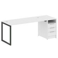 Metal System Quattro 4x4 40БО.РС-СТП -1.4 (Белый/Антрацит) Рабочая станция на О-образном м/к с опорной тумбой