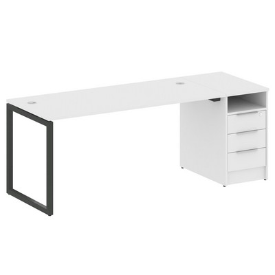 Metal System Quattro 4x4 40БО.РС-СТП -1.4 (Белый/Антрацит) Рабочая станция на О-образном м/к с опорной тумбой