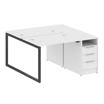 Metal System Quattro 4x4 40БО.РС-СТП-2.1 (Белый/Черный) Рабочая станция на О-образном м/к с опорной тумбой