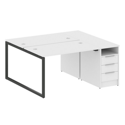 Metal System Quattro 4x4 40БО.РС-СТП-2.2 (Белый/Антрацит) Рабочая станция на О-образном м/к с опорной тумбой