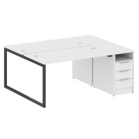 Metal System Quattro 4x4 40БО.РС-СТП-2.3 (Белый/Черный) Рабочая станция на О-образном м/к с опорной тумбой