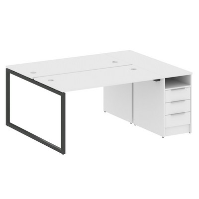 Metal System Quattro 4x4 40БО.РС-СТП-2.3 (Белый/Черный) Рабочая станция на О-образном м/к с опорной тумбой