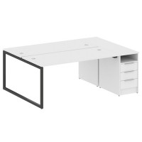 Metal System Quattro 4x4 40БО.РС-СТП-2.4 (Белый/Черный) Рабочая станция на О-образном м/к с опорной тумбой