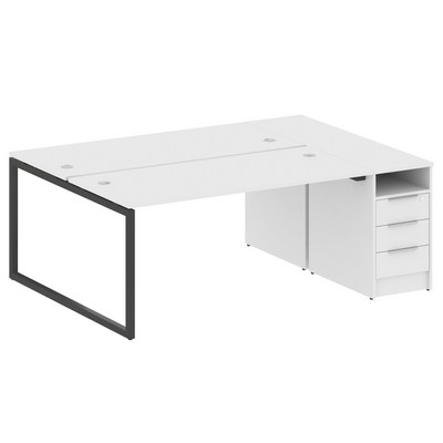 Metal System Quattro 4x4 40БО.РС-СТП-2.4 (Белый/Антрацит) Рабочая станция на О-образном м/к с опорной тумбой