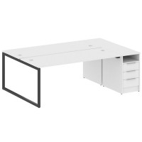 Metal System Quattro 4x4 40БО.РС-СТП-2.5 (Белый/Черный) Рабочая станция на О-образном м/к с опорной тумбой