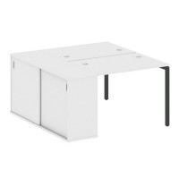 Metal System Quattro 4x4 40БП.РС-СШК-1.1 (Белый/Черный) Рабочая станция на П-образном м/к с опорным шкафом-купе