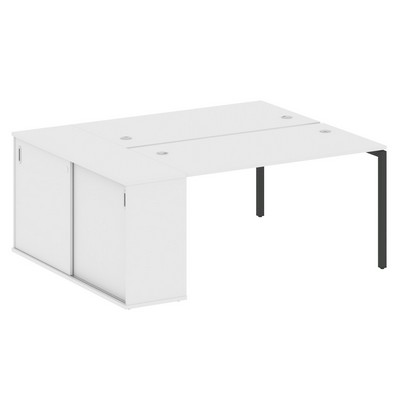 Metal System Quattro 4x4 40БП.РС-СШК-1.3 (Белый/Антрацит) Рабочая станция на П-образном м/к с опорным шкафом-купе