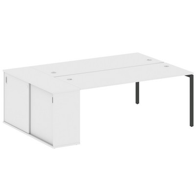 Metal System Quattro 4x4 40БП.РС-СШК-1.5 (Белый/Антрацит) Рабочая станция на П-образном м/к с опорным шкафом-купе