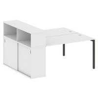 Metal System Quattro 4x4 40БП.РС-СШК-2.3 (Белый/Черный) Рабочая станция на П-образном м/кс опорным шкафом-купе