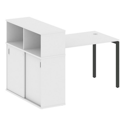 Metal System Quattro 4x4 40БП.РС-СШК-3.2 (Белый/Антрацит) Стол письменный на П-образном м/к с опорным шкафом-купе