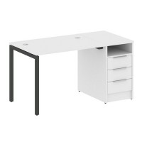 Metal System Quattro 4x4 40БП.РС-СТП -1.1 (Белый/Черный) Рабочая станция на П-образном м/к с опорной тумбой