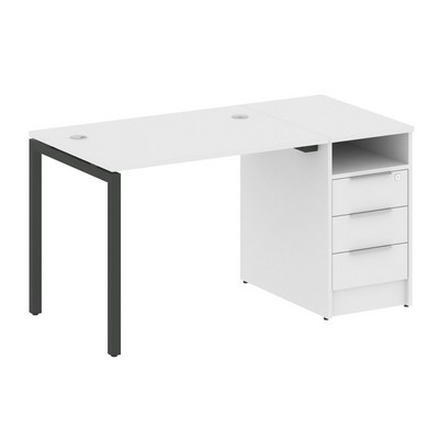 Metal System Quattro 4x4 40БП.РС-СТП -1.1 (Белый/Антрацит) Рабочая станция на П-образном м/к с опорной тумбой