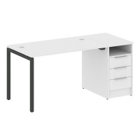 Metal System Quattro 4x4 40БП.РС-СТП -1.2 (Белый/Черный) Рабочая станция на П-образном м/к с опорной тумбой