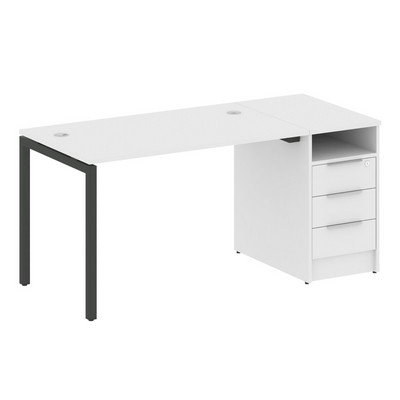 Metal System Quattro 4x4 40БП.РС-СТП -1.2 (Белый/Антрацит) Рабочая станция на П-образном м/к с опорной тумбой