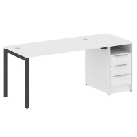 Metal System Quattro 4x4 40БП.РС-СТП -1.3 (Белый/Черный) Рабочая станция на П-образном м/к с опорной тумбой