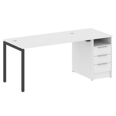 Metal System Quattro 4x4 40БП.РС-СТП -1.3 (Белый/Антрацит) Рабочая станция на П-образном м/к с опорной тумбой