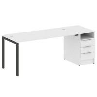 Metal System Quattro 4x4 40БП.РС-СТП -1.4 (Белый/Черный) Рабочая станция на П-образном м/к с опорной тумбой