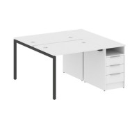 Метал Систем Куатро 4х4 40БП.РС-СТП-2.1 (Белый/Черный) Рабочая станция на П-образном м/к с опорной тумбой
