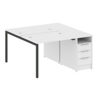 Metal System Quattro 4x4 40БП.РС-СТП-2.1 (Белый/Черный) Рабочая станция на П-образном м/к с опорной тумбой