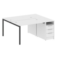 Metal System Quattro 4x4 40БП.РС-СТП-2.2 (Белый/Черный) Рабочая станция на П-образном м/к с опорной тумбой